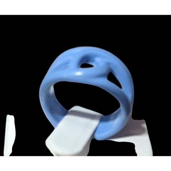 Abstract Metal Blue Enamel Coated Fashion Ring Size 8 - Picture 9 of 13